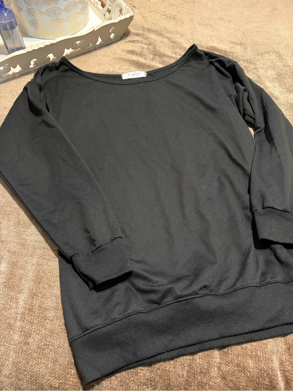Classic Black Women's Boatneck Sweatshirt, Size Small